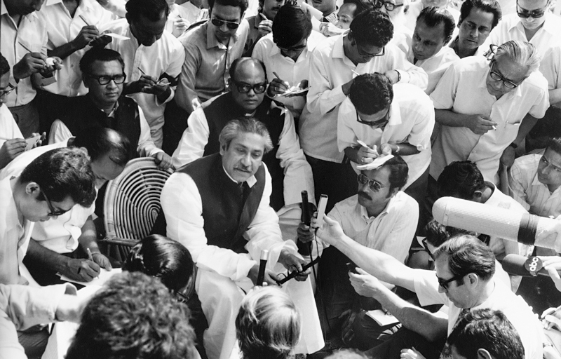 BANGABANDHU Sheikh Mujibur Rahman with Tajuddin Ahmed, Syed Narul Islam and Journalist
